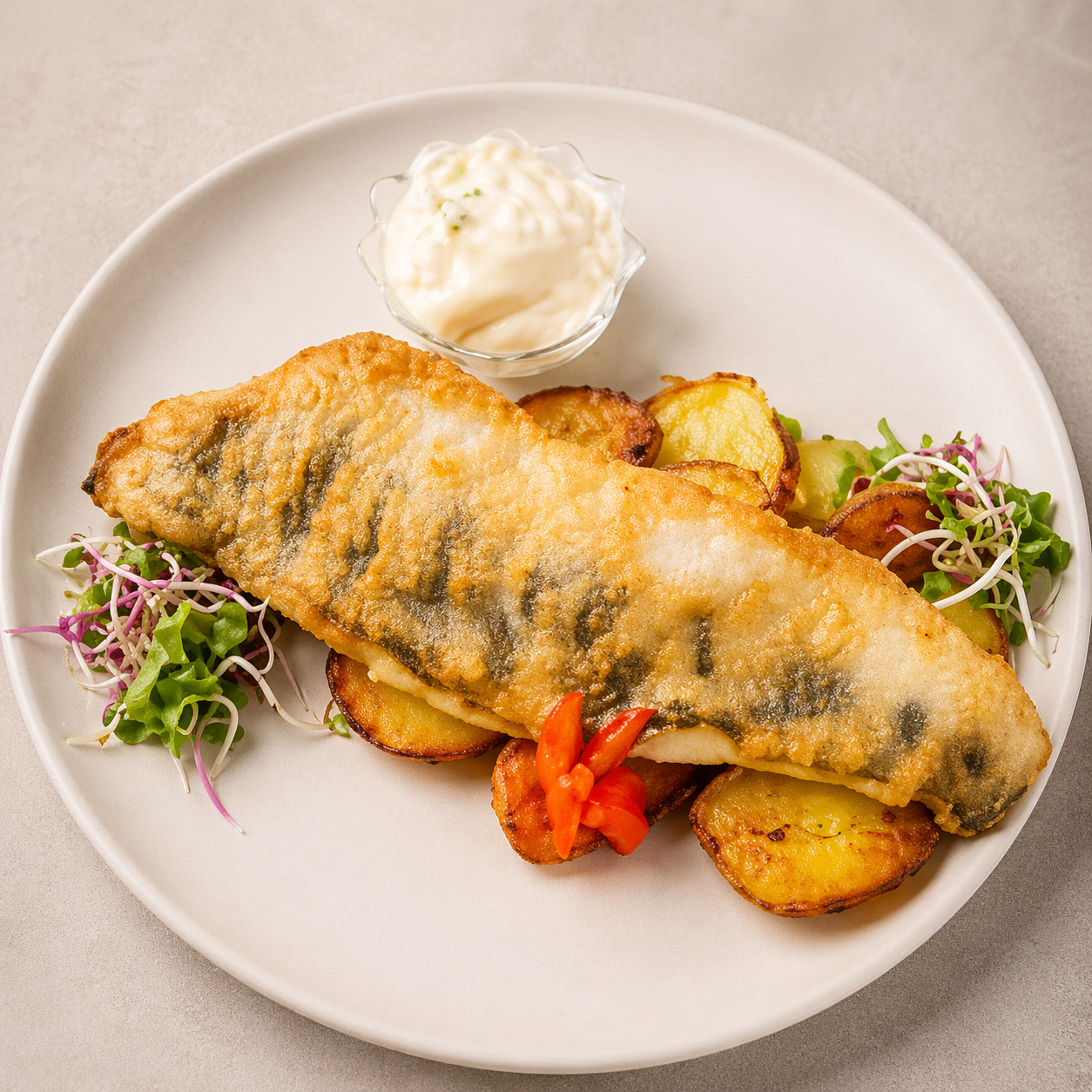 Vyprážaný filet zo zubáča