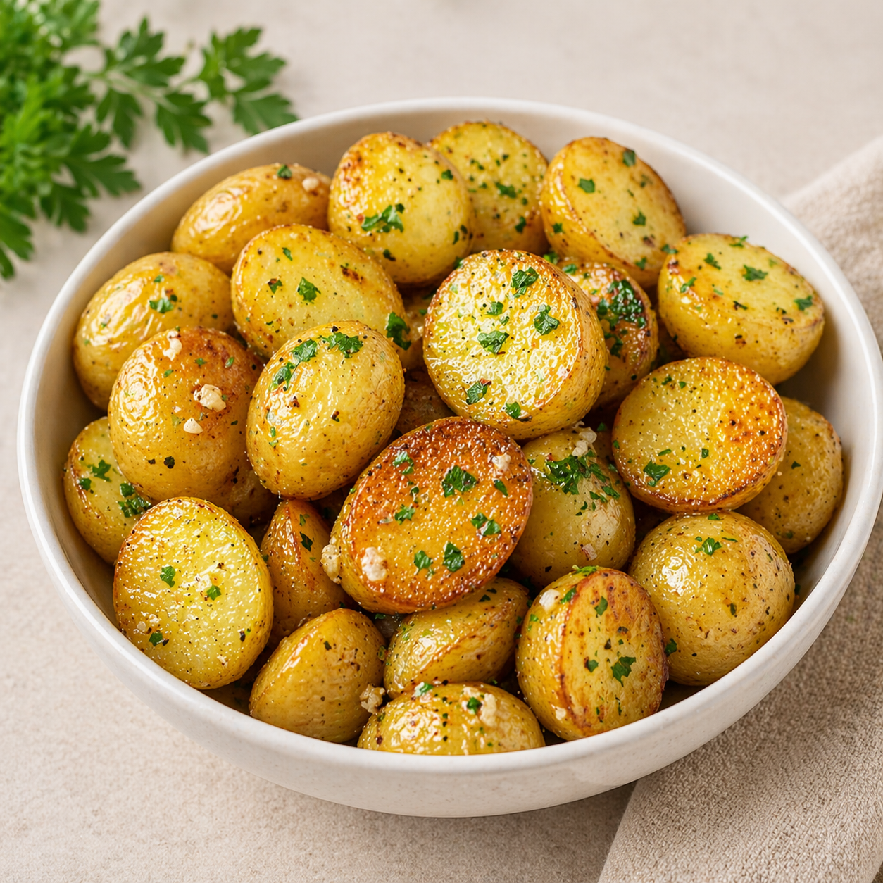 Varené baby zemiaky s maslom a petržlenovou vňaťou