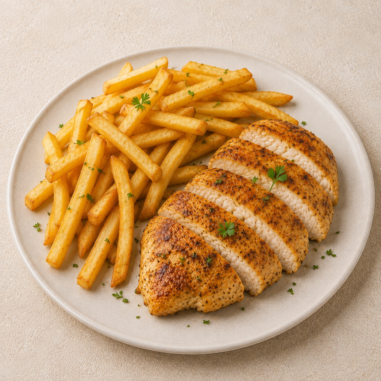 Kurací steak s hranolkami